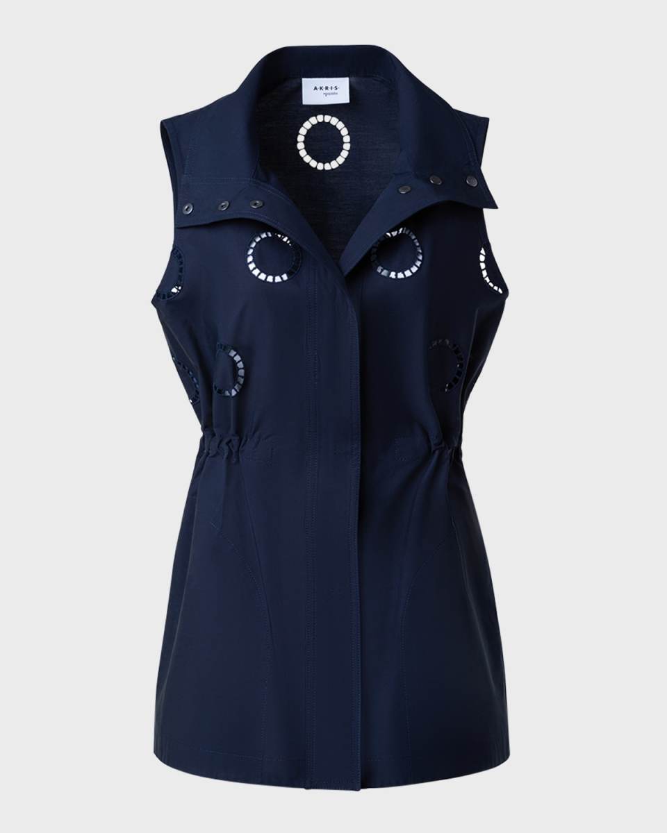 Circle Eyelet Embroidered Cotton Poplin Vest